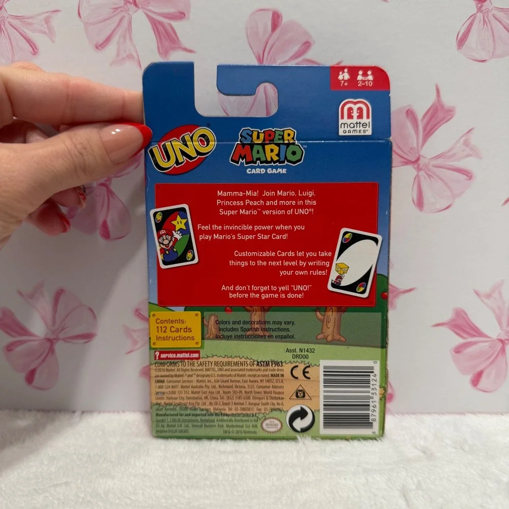 UNO Super Mario Card Game Mattel Includes Special Mario Rule For Kids‎ Ages 7+